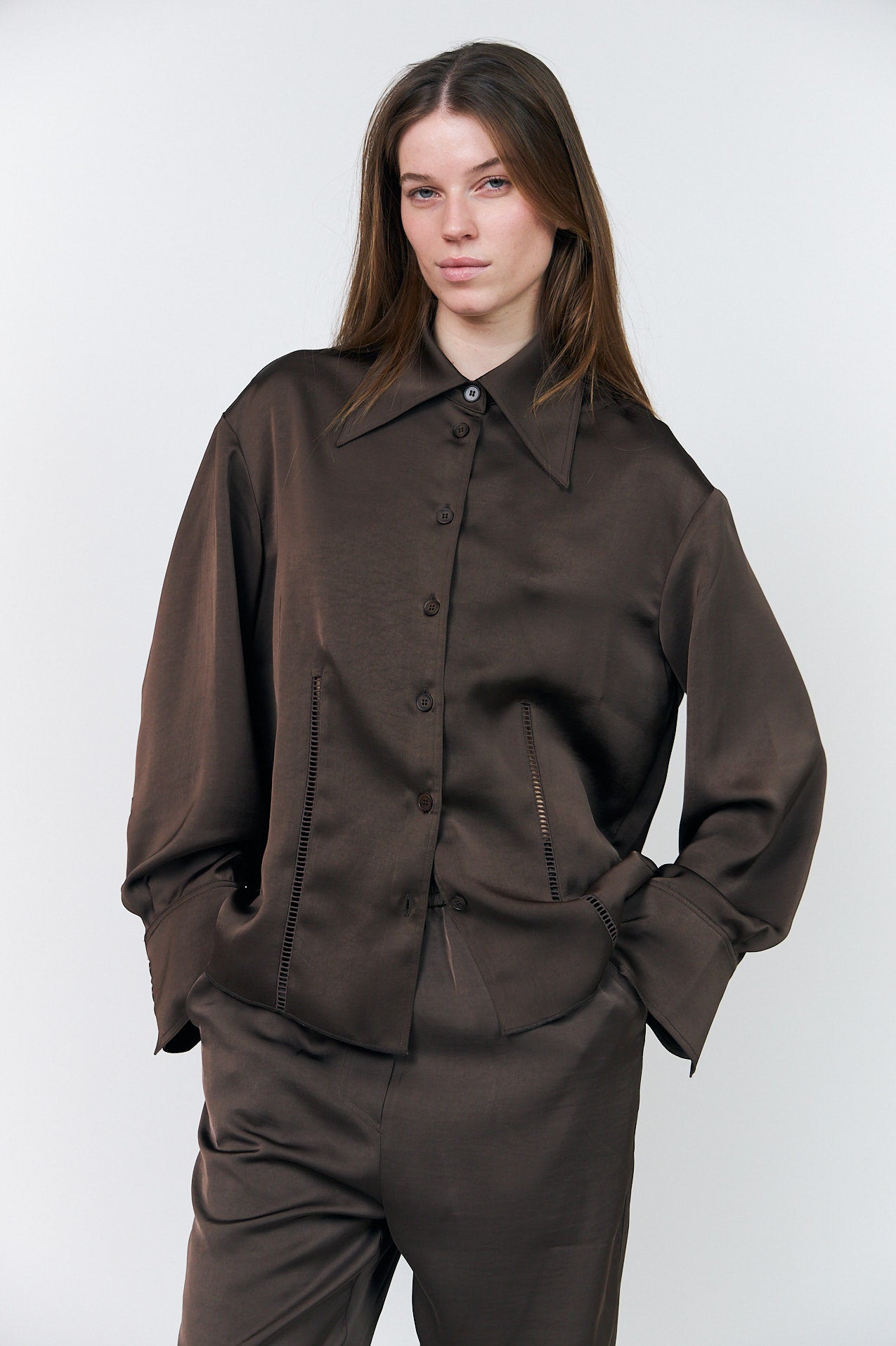 Lollys Laundry SolLL Skjorte Shirt Mørkebrun