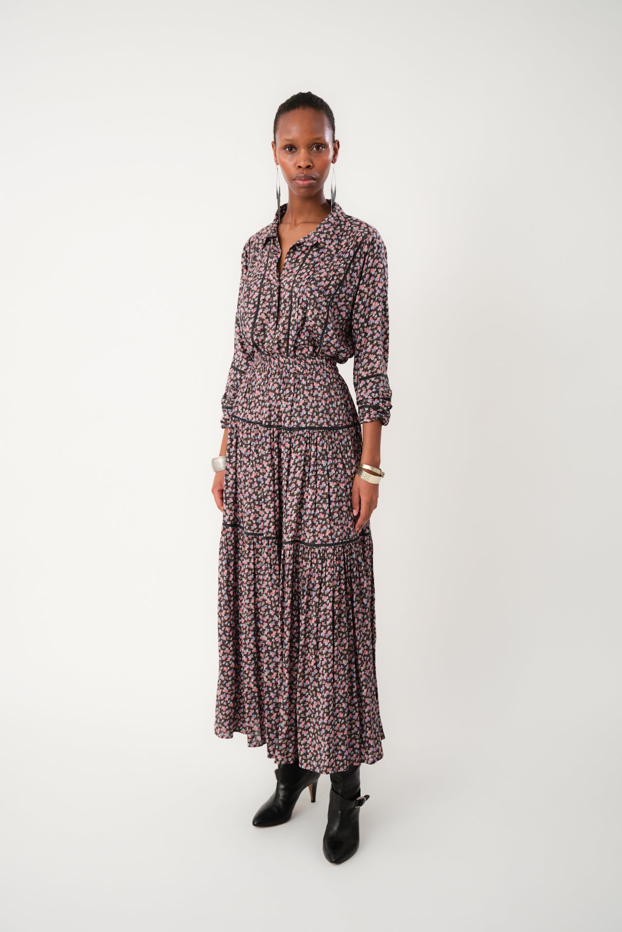 Lollys Laundry SunsetLL Maxi Nederdel Skirt 18 Washed Black