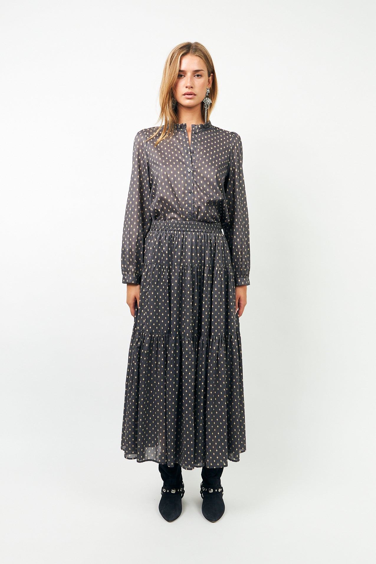 Lollys Laundry SunsetLL Maxi Nederdel Skirt 23 Dark Blue