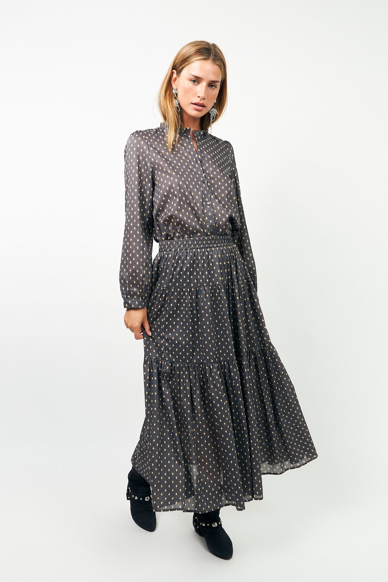 Lollys Laundry SunsetLL Maxi Nederdel Skirt 23 Dark Blue