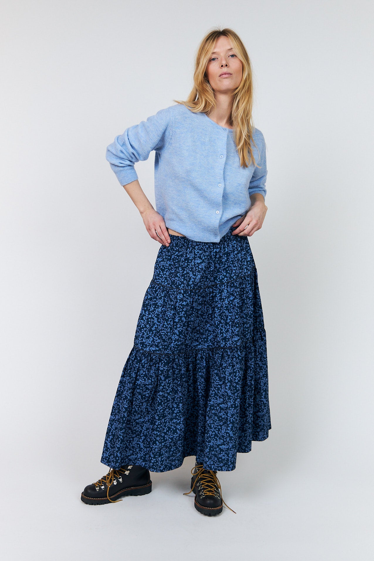 Lollys Laundry SunsetLL Maxi Nederdel Skirt Mørkeblå