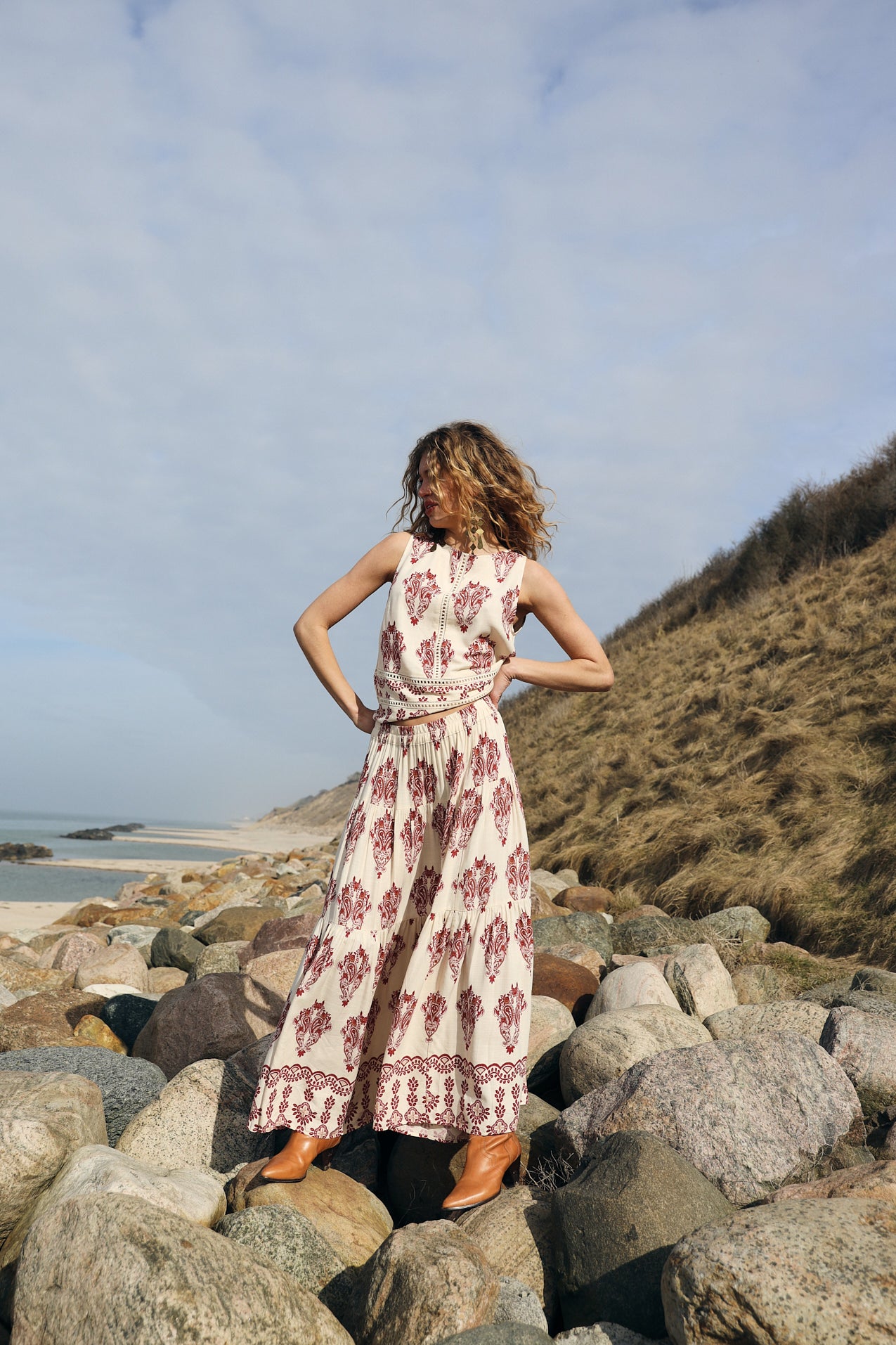 SunsetLL Maxi Nederdel - Creme