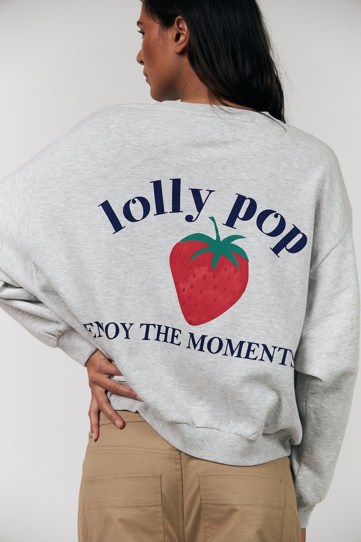 Lollys Laundry SydneyLL Jordbær Sweatshirt Sweatshirt Lysegrå Melange