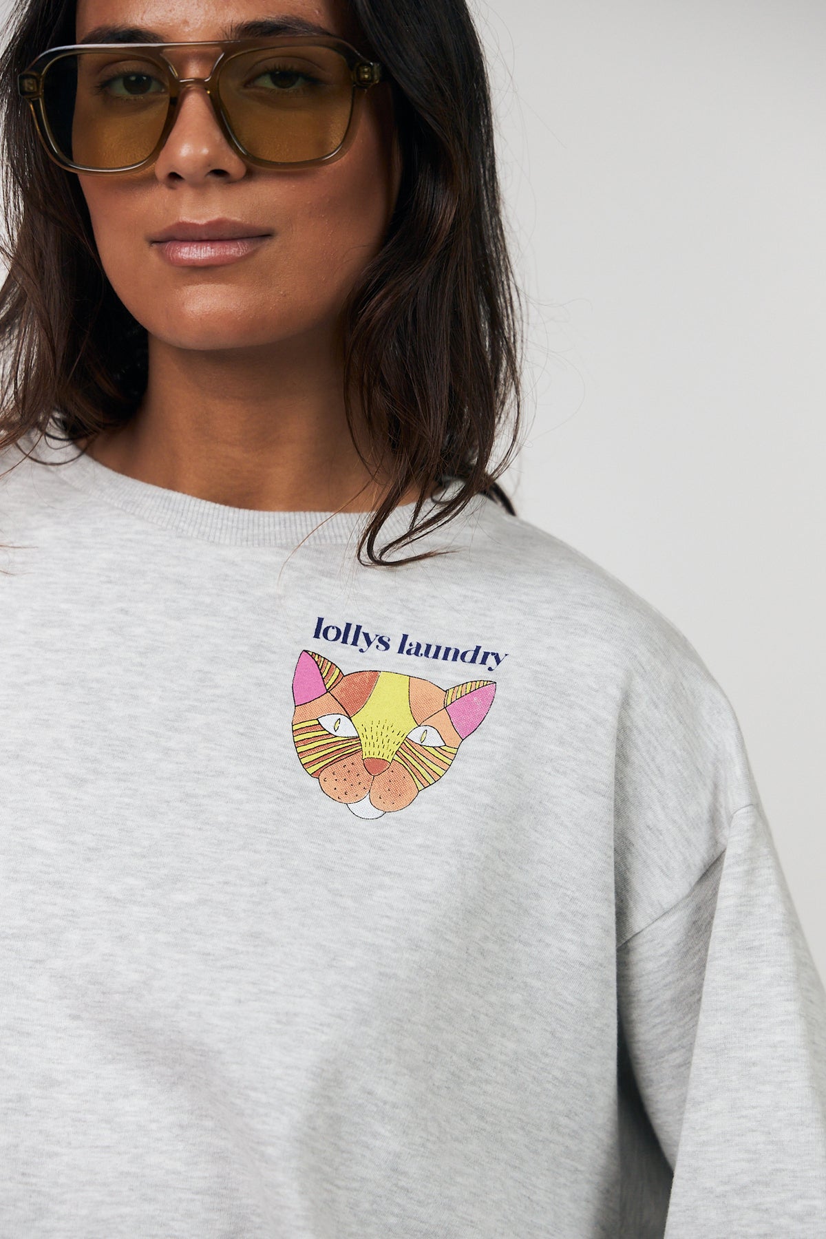 SydneyLL Sweatshirt Kat - Lysegrå Melange