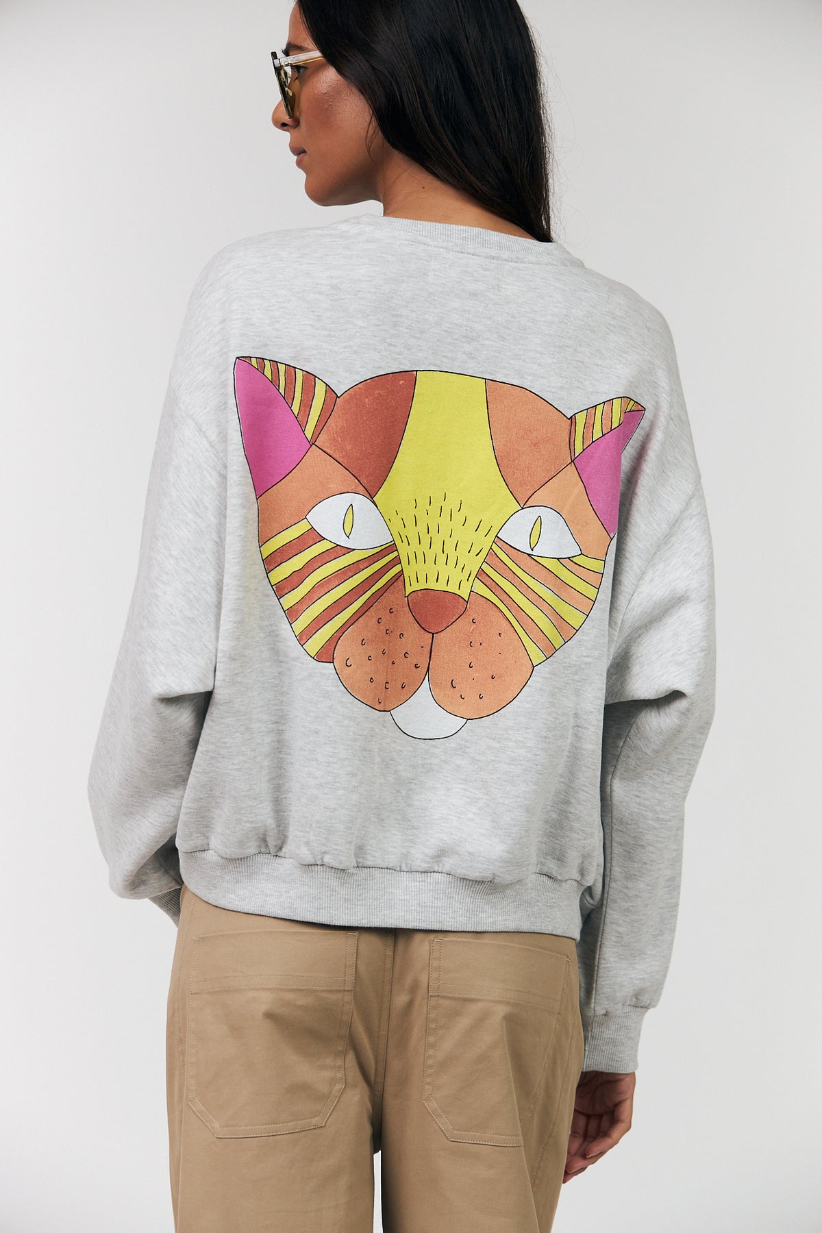 SydneyLL Sweatshirt Kat - Lysegrå Melange