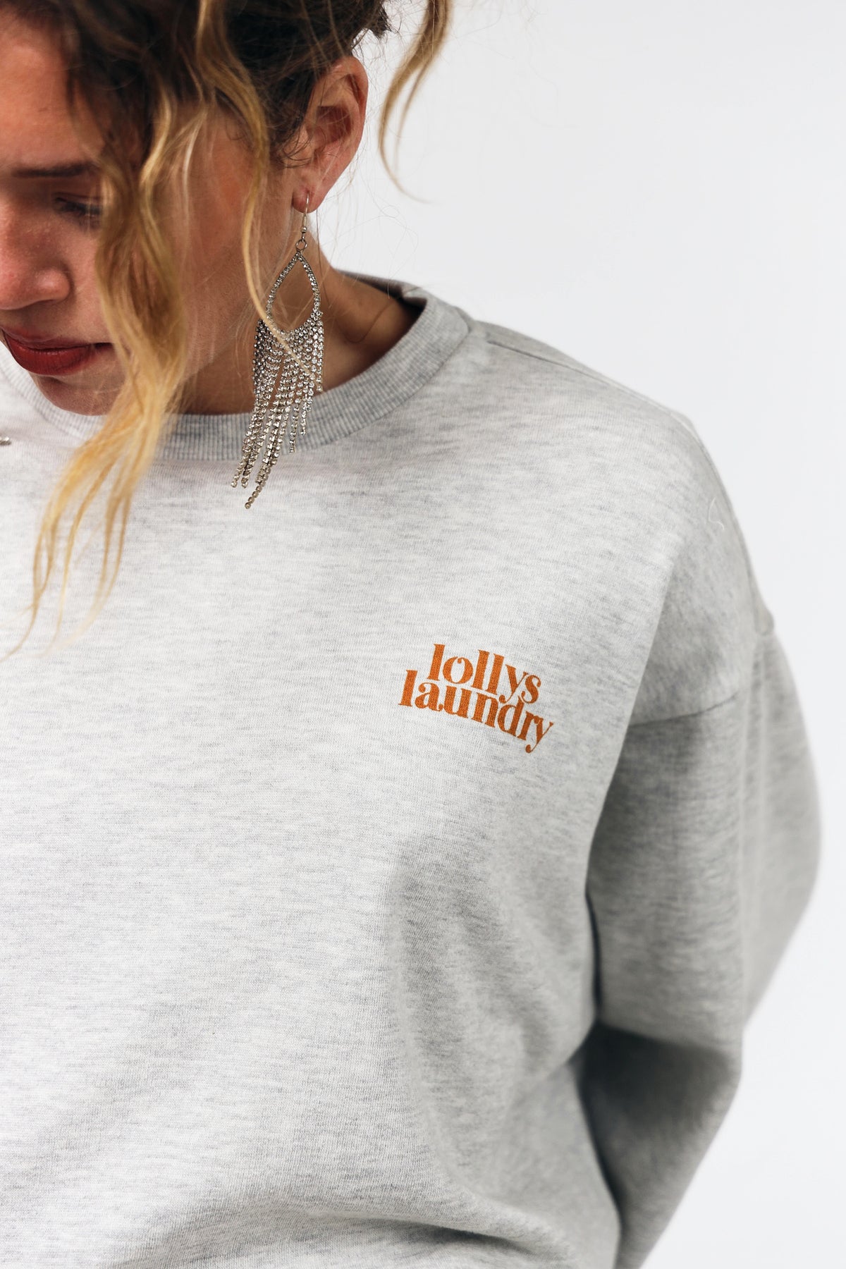 SydneyLL Sweatshirt Sommerfugle - Lysegrå Melange