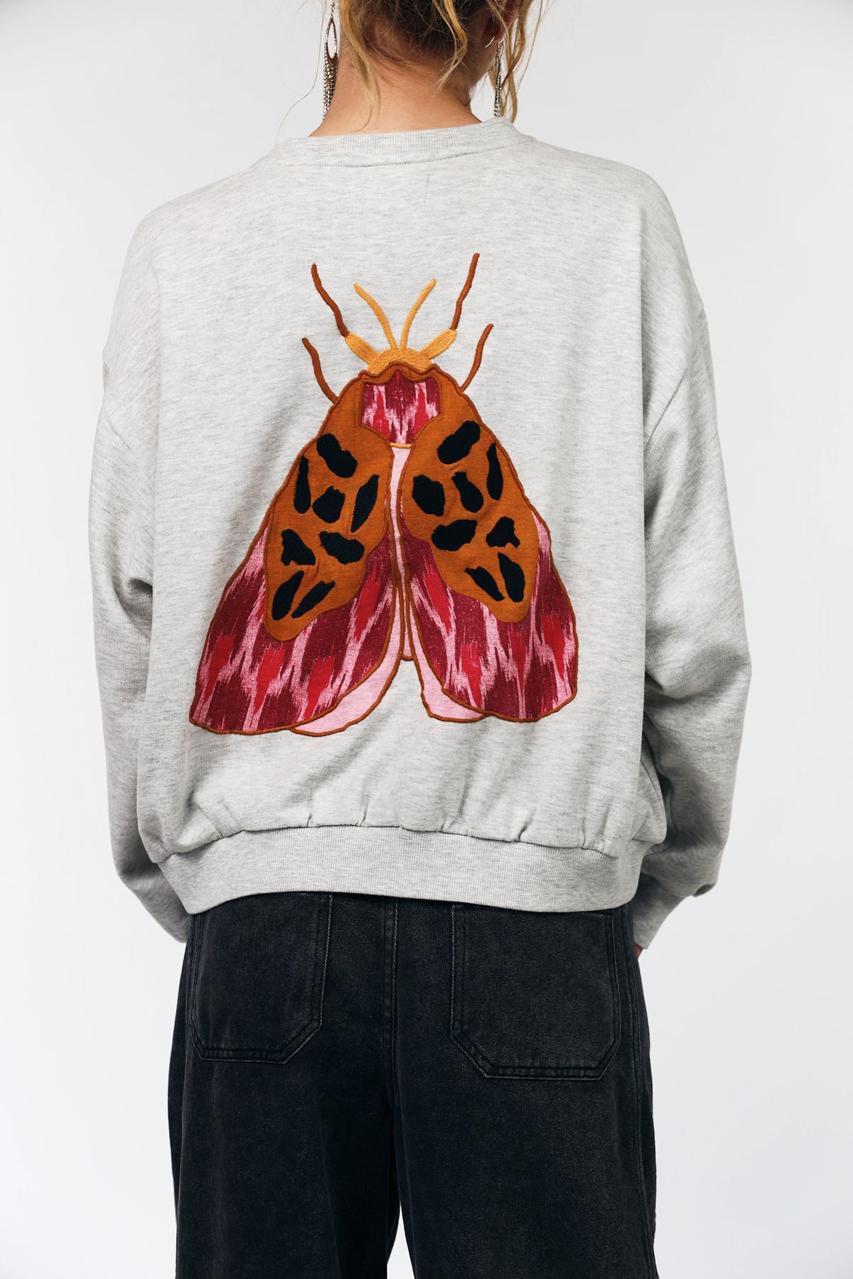 SydneyLL Sweatshirt Sommerfugle - Lysegrå Melange