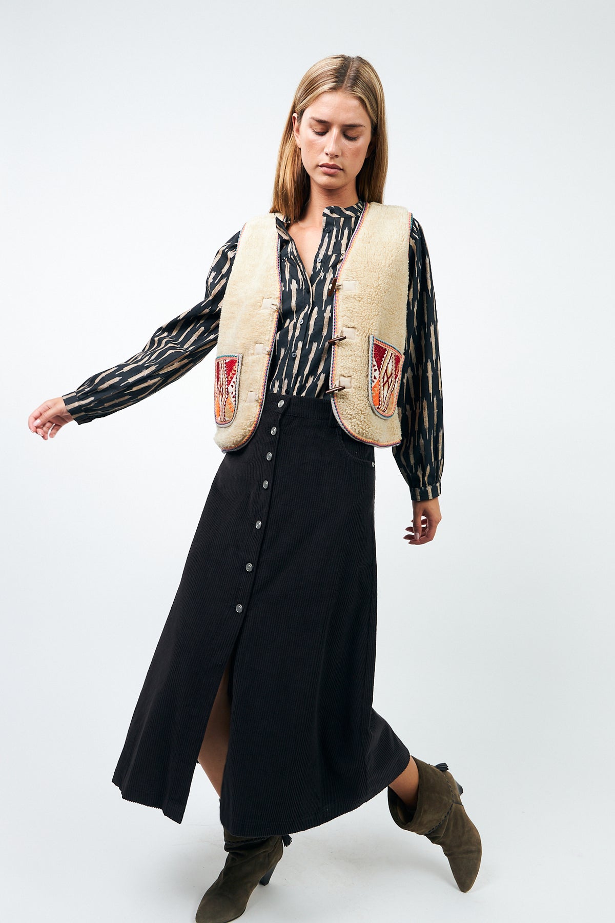 Lollys Laundry UnaLL Maxi Nederdel Skirt Mørkebrun