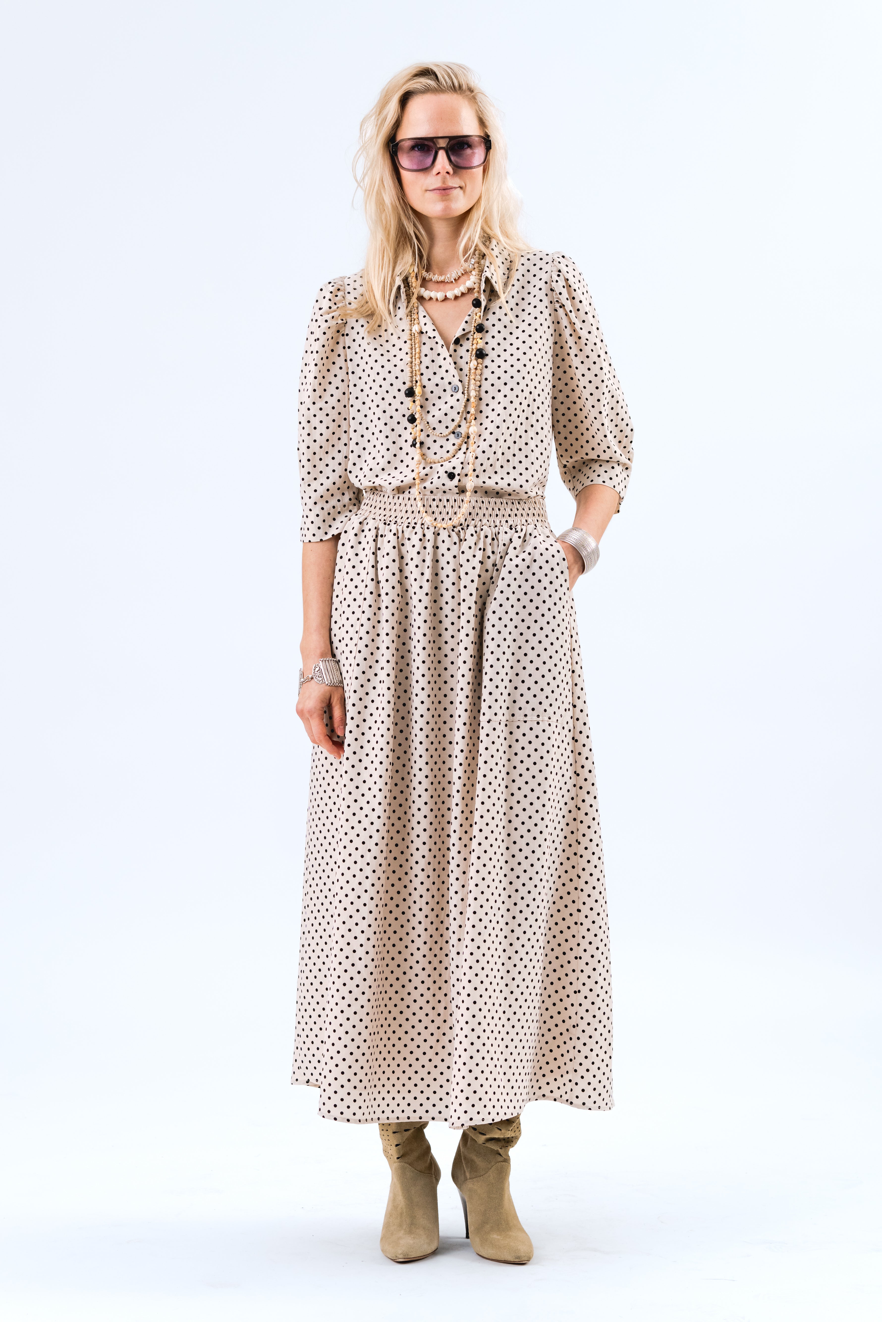 Lollys Laundry AkaneLL Maxi Nederdel Skirt 02 Creme