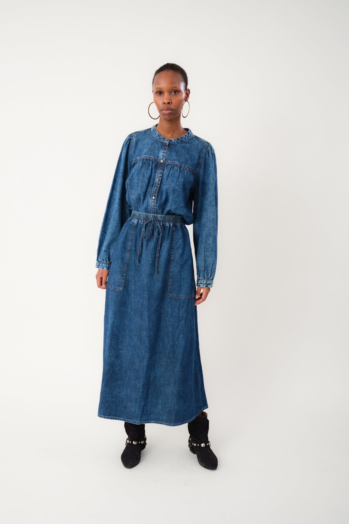 Lollys Laundry AkaneLL Maxi Nederdel Skirt Blå denim