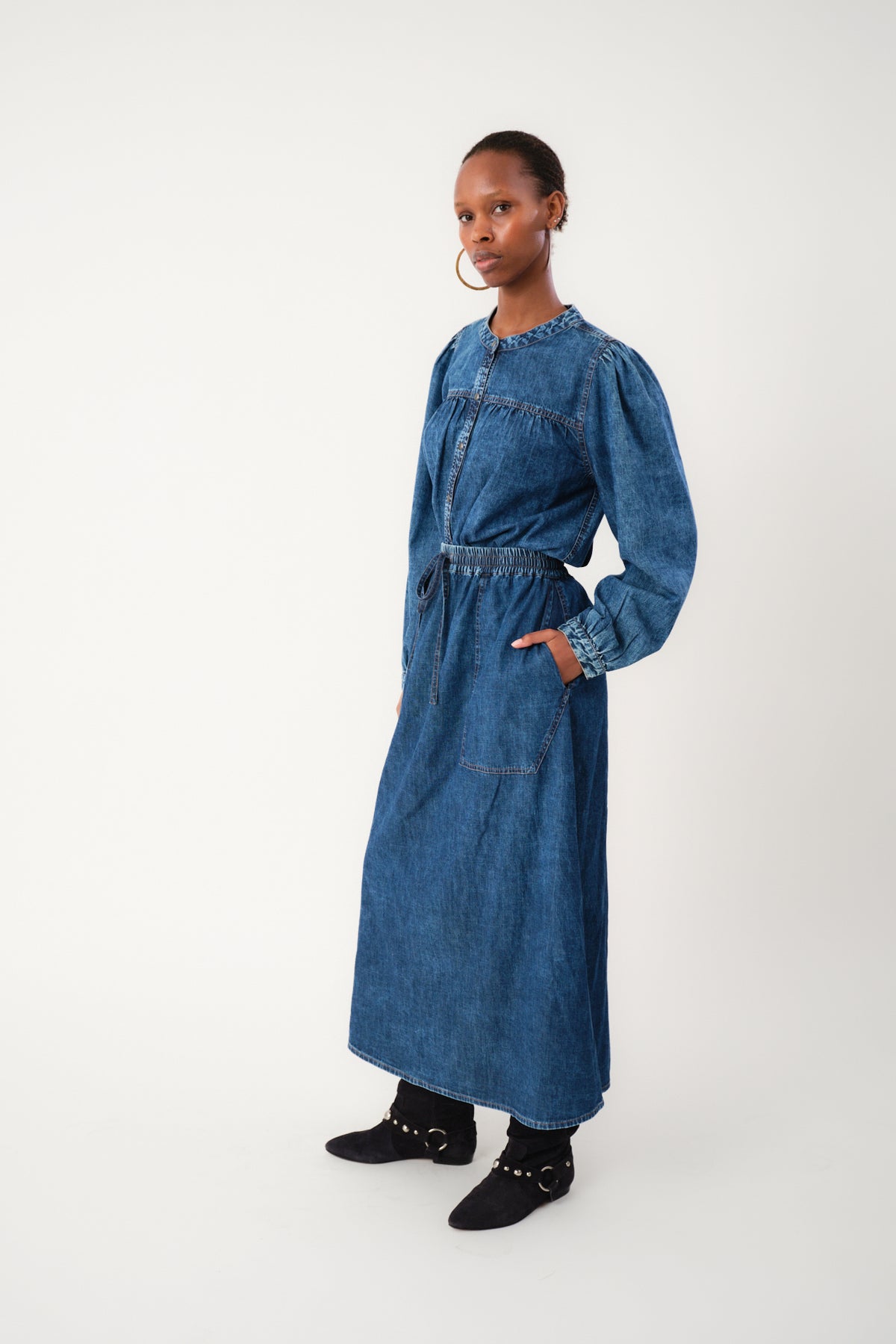 Lollys Laundry AkaneLL Maxi Nederdel Skirt Blå denim