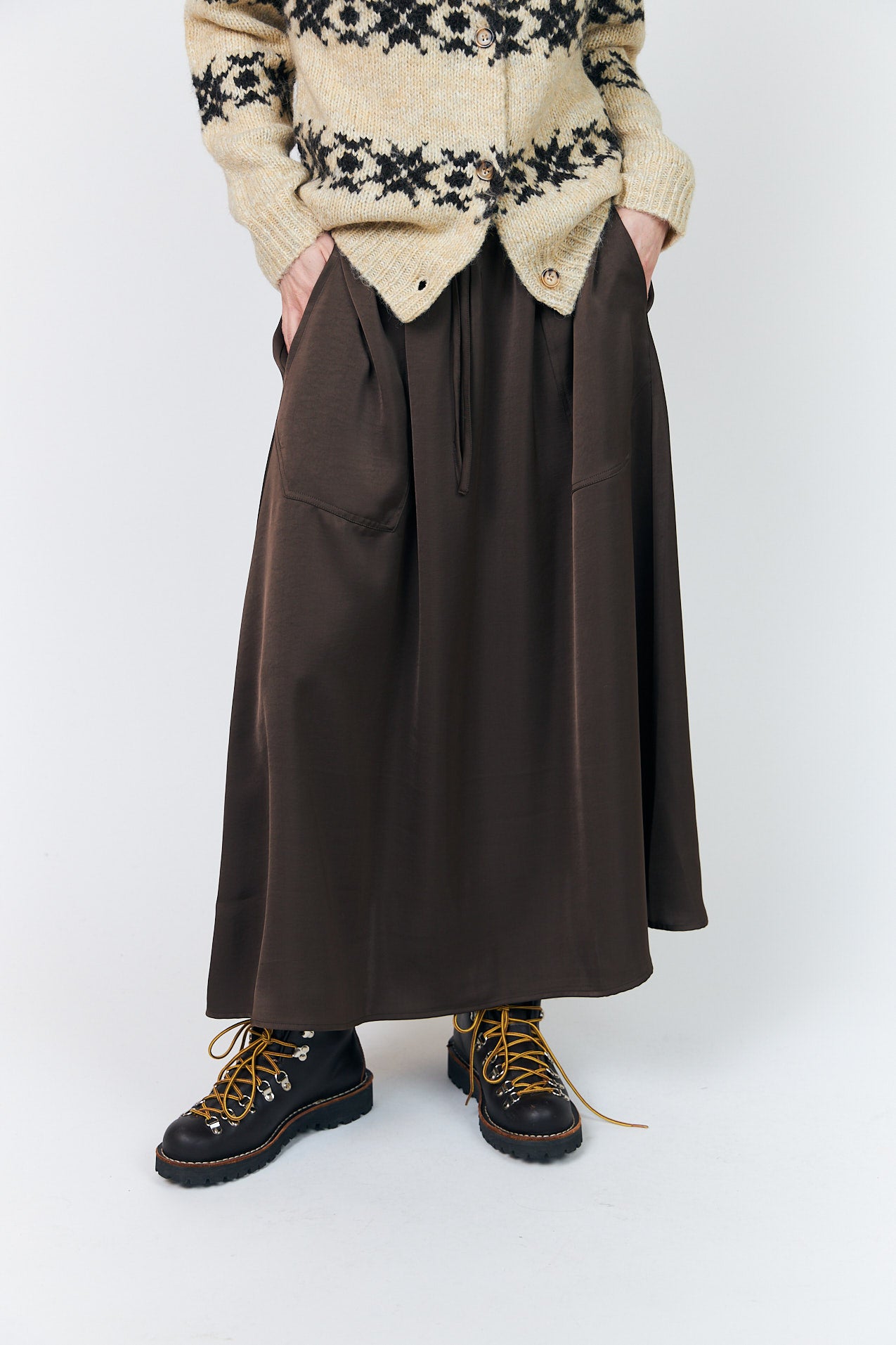 Lollys Laundry AkaneLL Midi Nederdel Skirt Mørkebrun