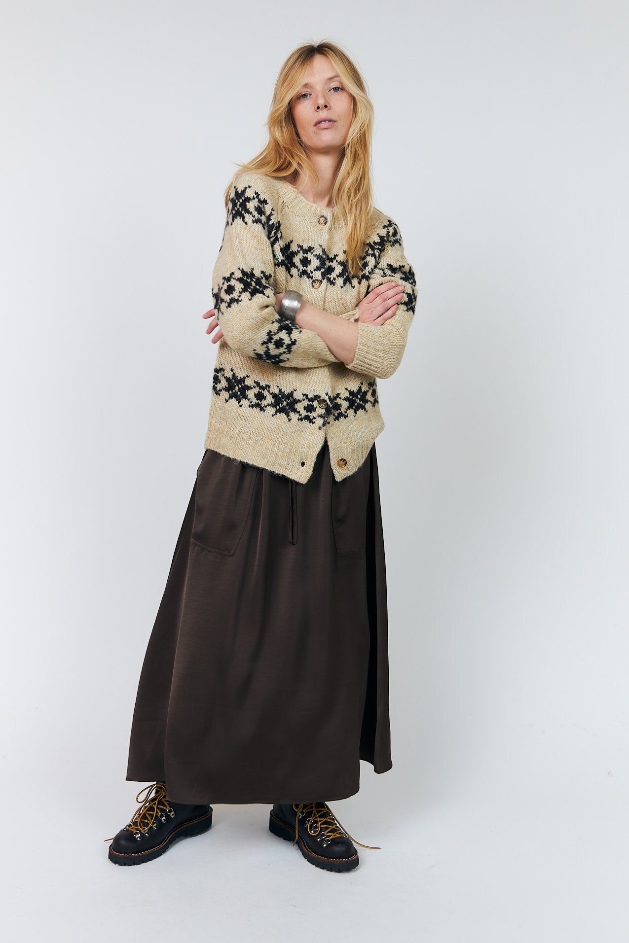 Lollys Laundry AkaneLL Midi Nederdel Skirt Mørkebrun