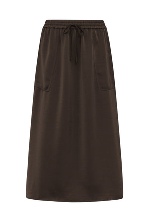 Lollys Laundry AkaneLL Midi Nederdel Skirt Mørkebrun