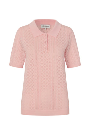 Lollys Laundry AlaiaLL Strik Polo T-shirt Lyserød