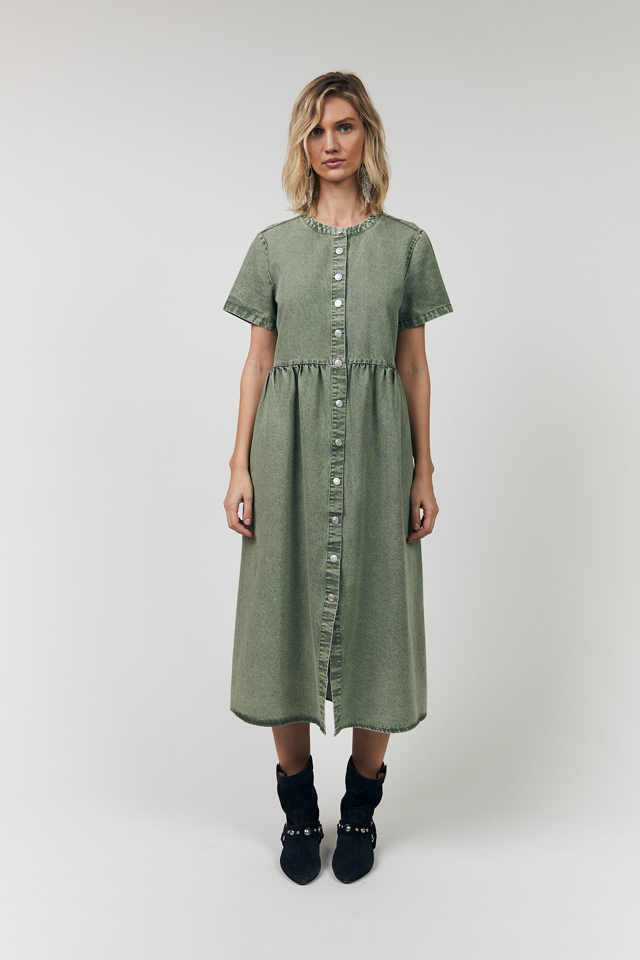 Lollys Laundry AliyaLL Midi Kjole Dress Støvet grøn