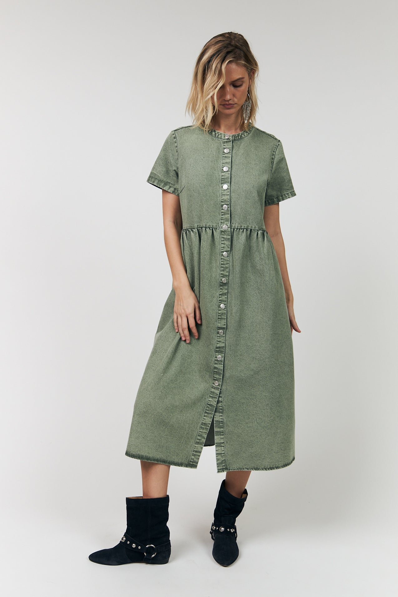 Lollys Laundry AliyaLL Midi Kjole Dress Støvet grøn