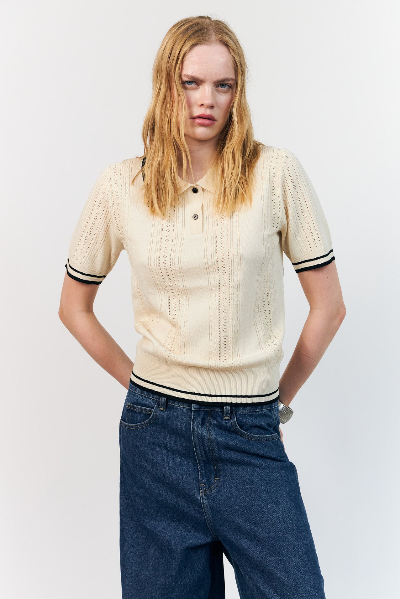 AndreaLL Strik Polo - Creme