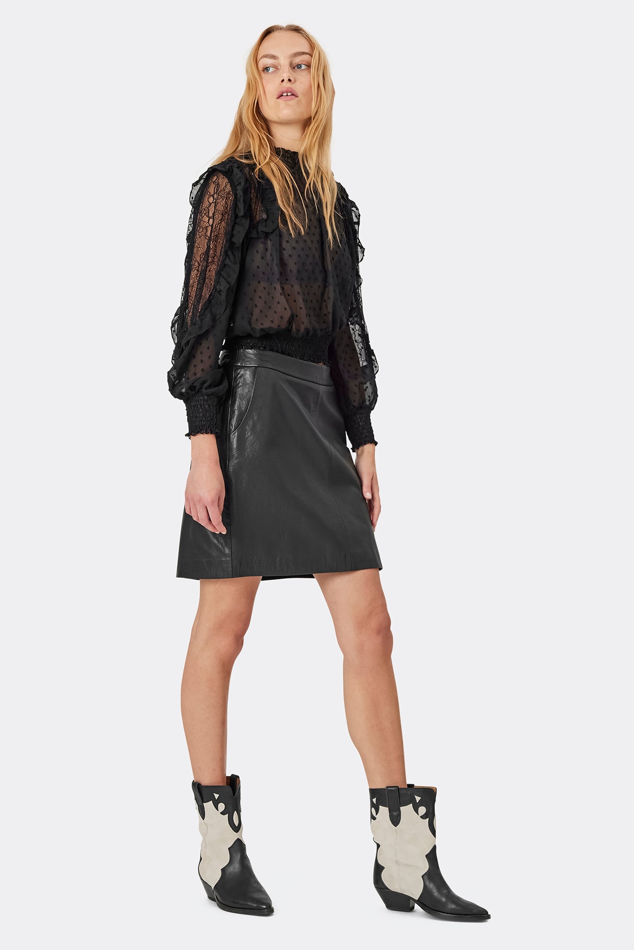 Lollys Laundry AquaLL Short Leather Skirt Skirt 99 Black