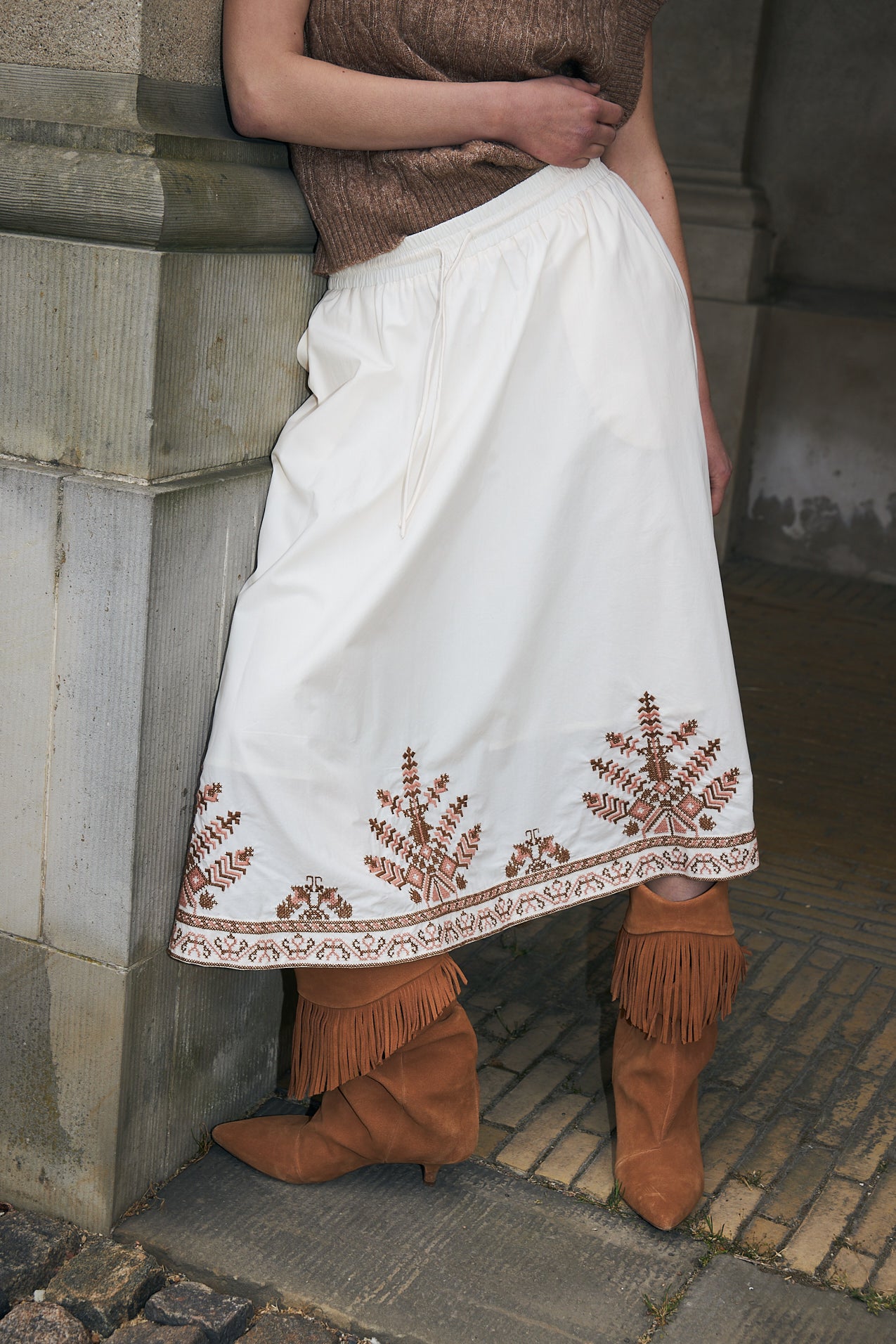 Lollys Laundry BristolLL Midi Nederdel Skirt Creme