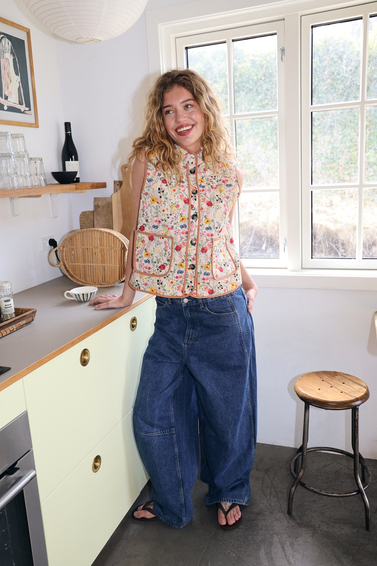 CairoLL Quiltet Vest - Blomsterprint