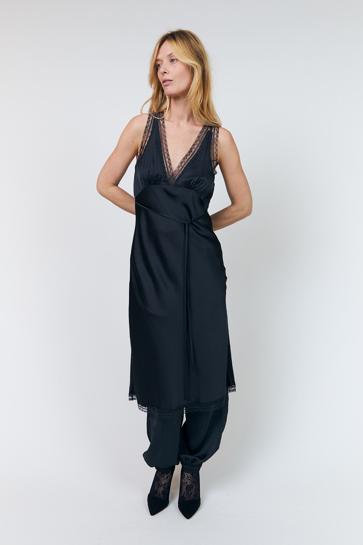 Lollys Laundry ClariLL Midi Kjole Dress Vasket sort