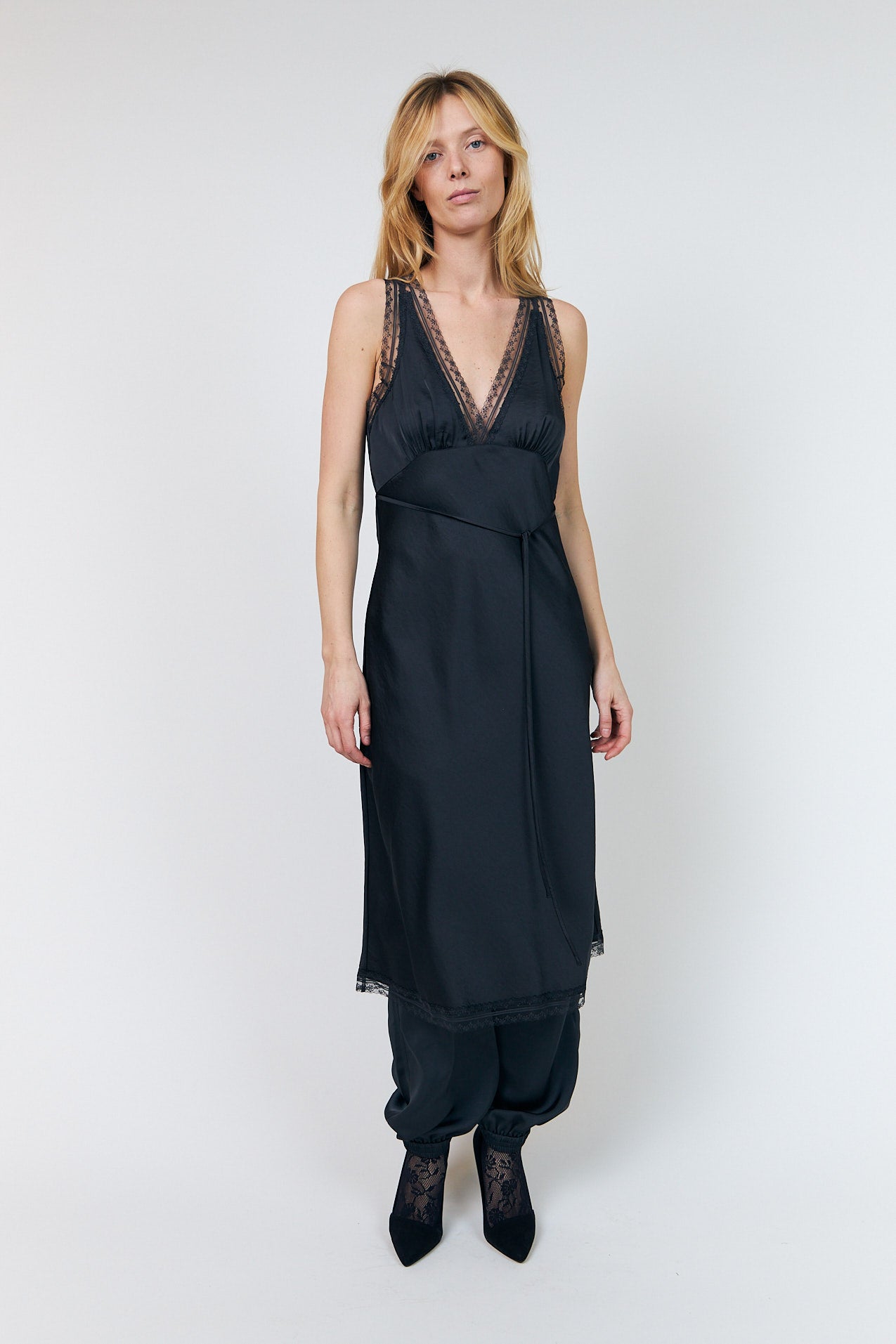 Lollys Laundry ClariLL Midi Kjole Dress Vasket sort