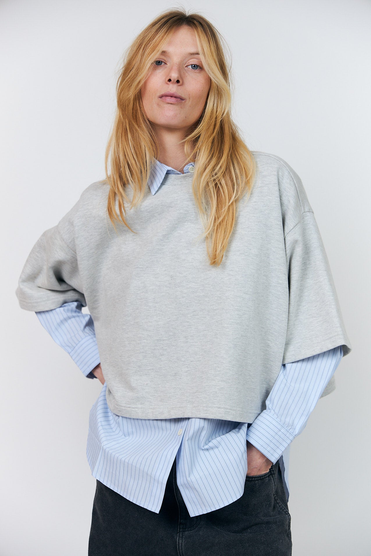 Lollys Laundry DanLL Boxy Sweatshirt Sweatshirt Lysegrå Melange