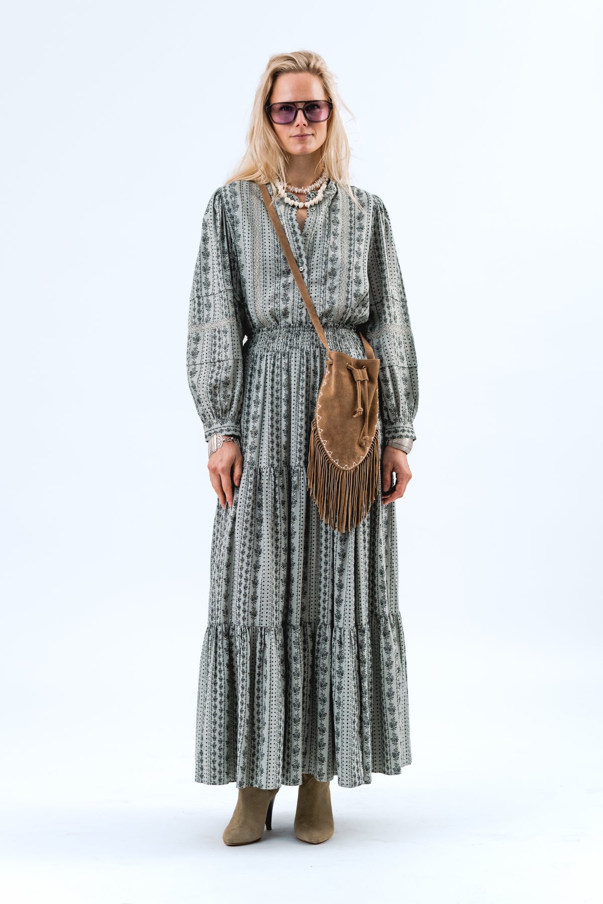 Lollys Laundry DiamondLL Maxi Nederdel Skirt Støvet grøn