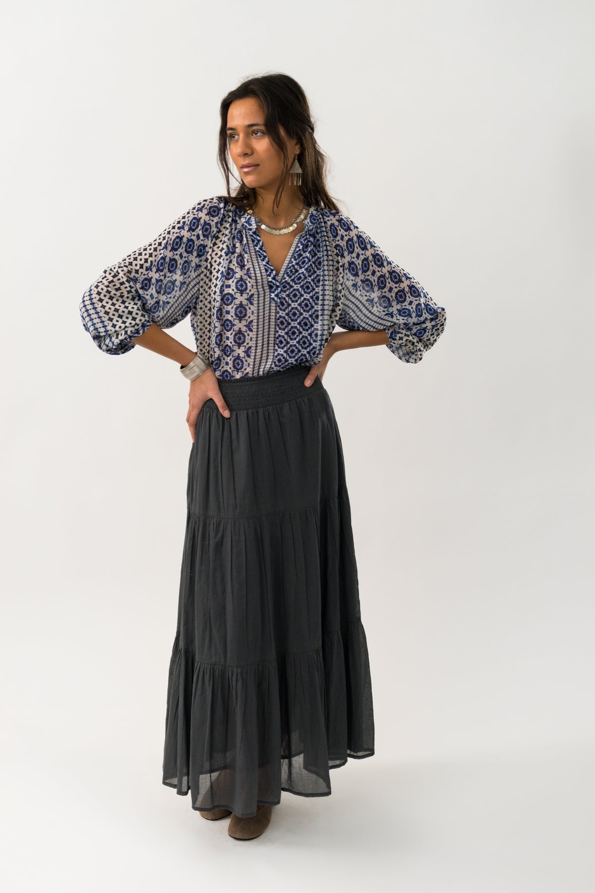 Lollys Laundry DiamondLL Maxi Nederdel Skirt Vasket sort