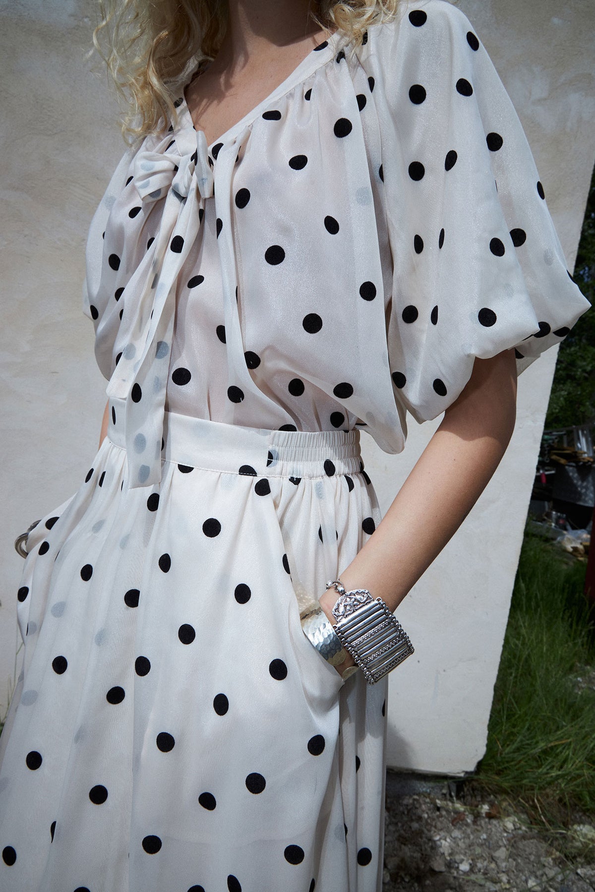 EllaLL Midi Nederdel - Creme