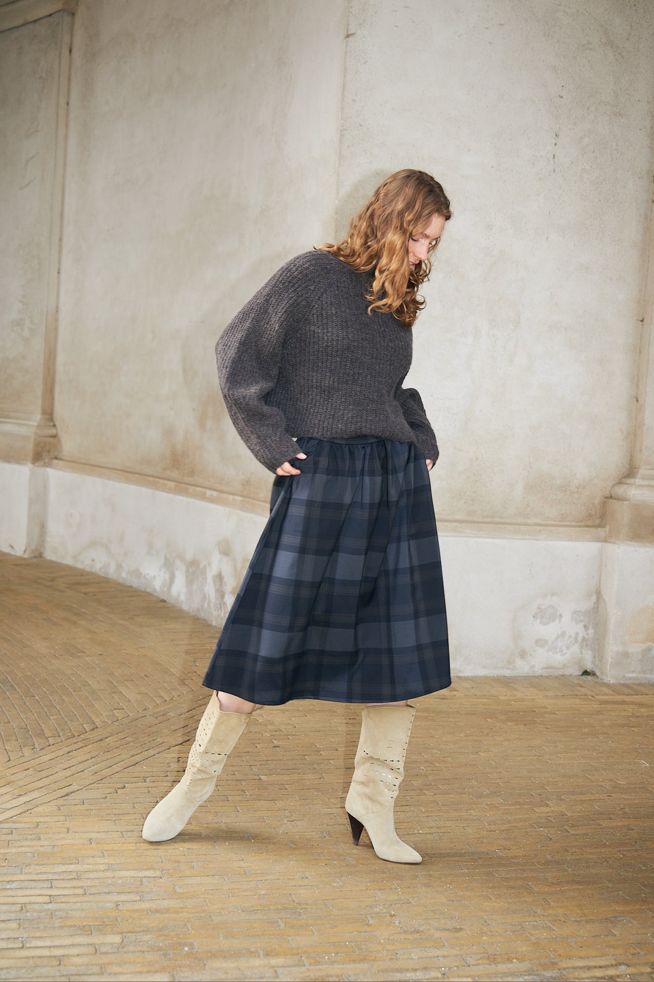 Lollys Laundry EllaLL Midi Nederdel Skirt Mørkegrå