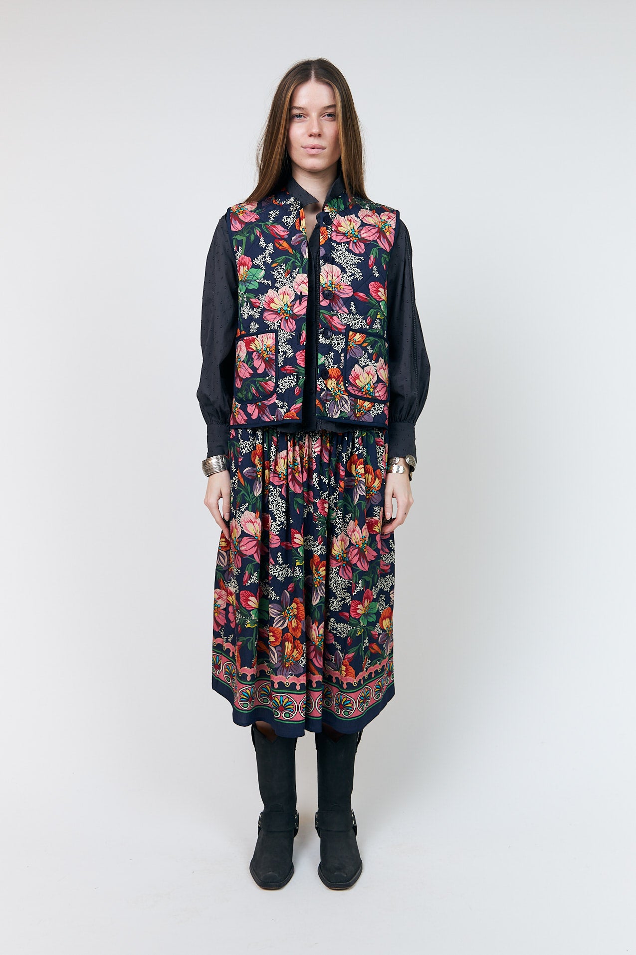 Lollys Laundry EllaLL Midi Nederdel Skirt Blomsterprint