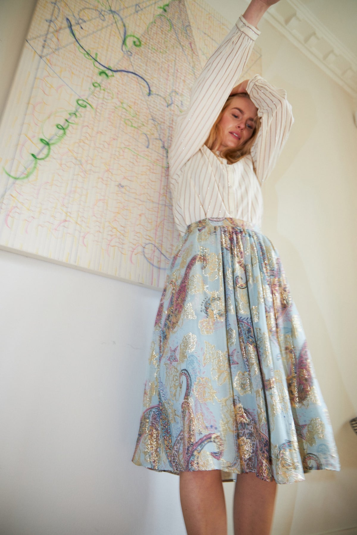 Lollys Laundry EllaLL Midi Skirt Skirt Lyseblå