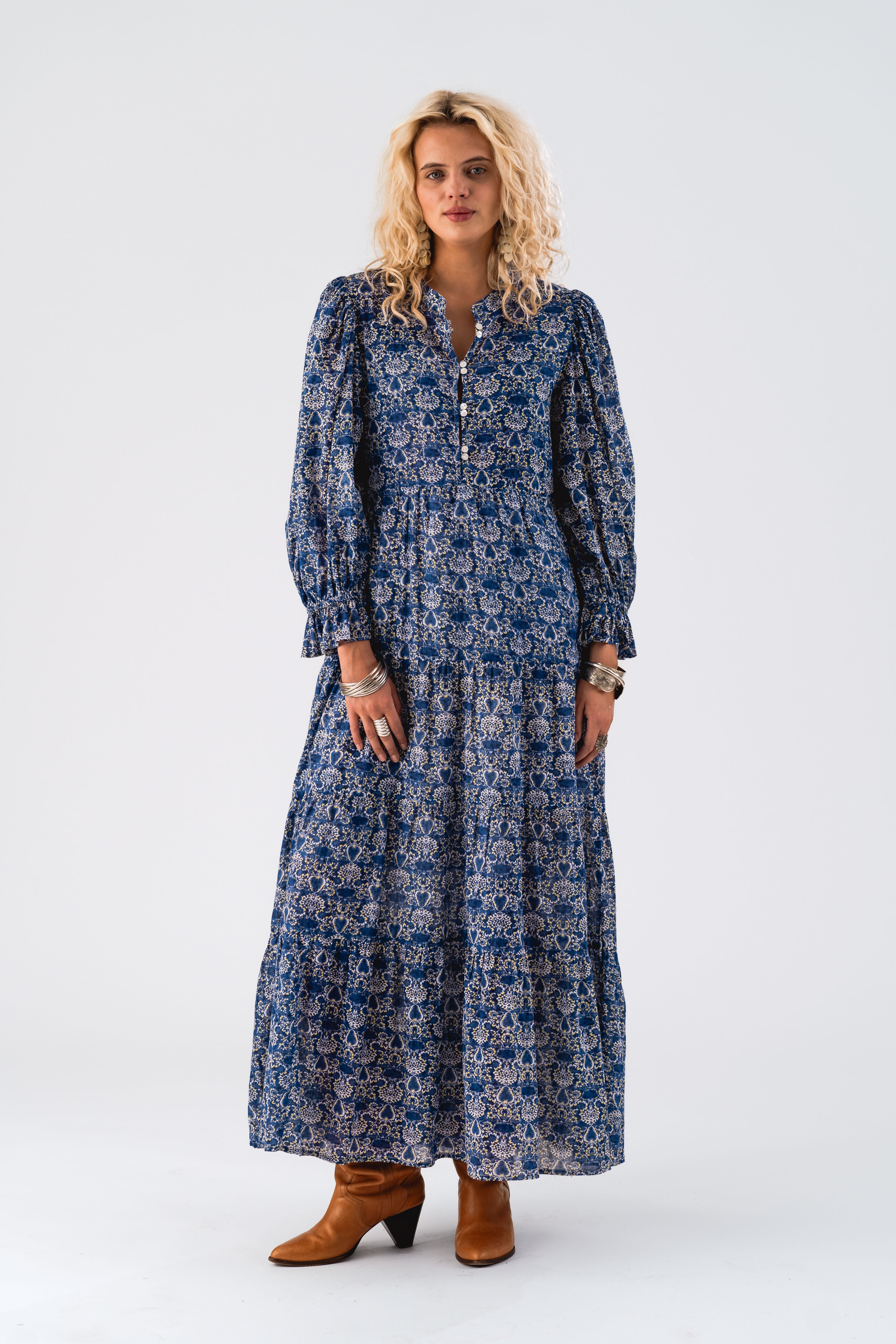 Lollys Laundry EvelynLL Maxi Dress LS Dress 20 Blue