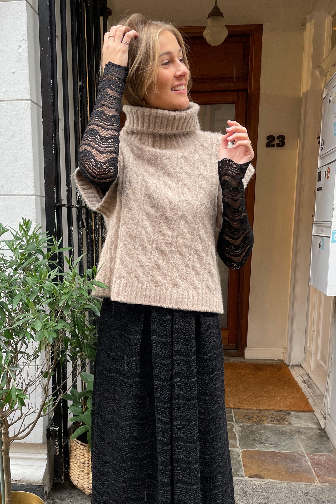 FresnoLL Strikket Vest - Sand