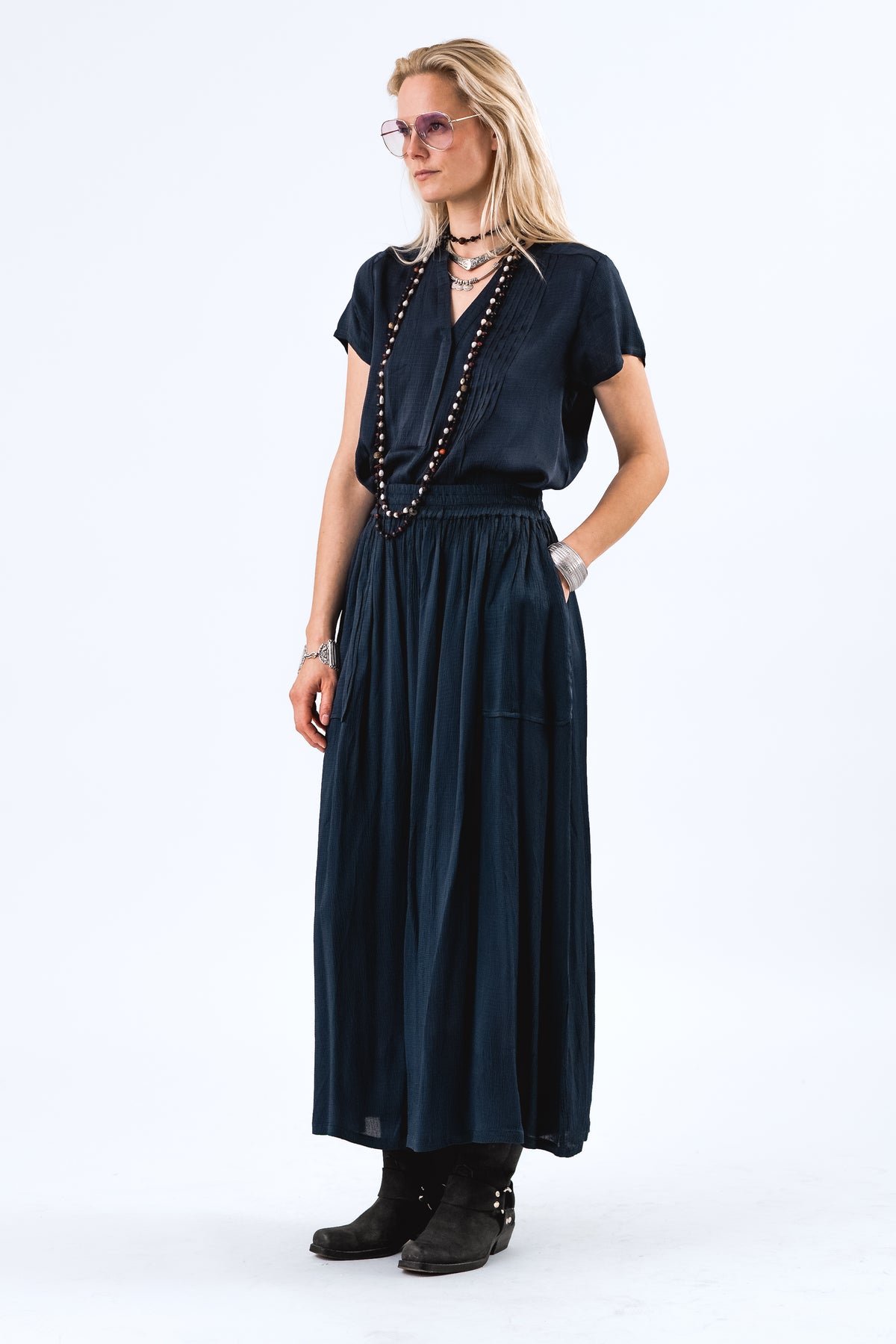 Lollys Laundry HeatherLL Bluse Blouse Mørkeblå