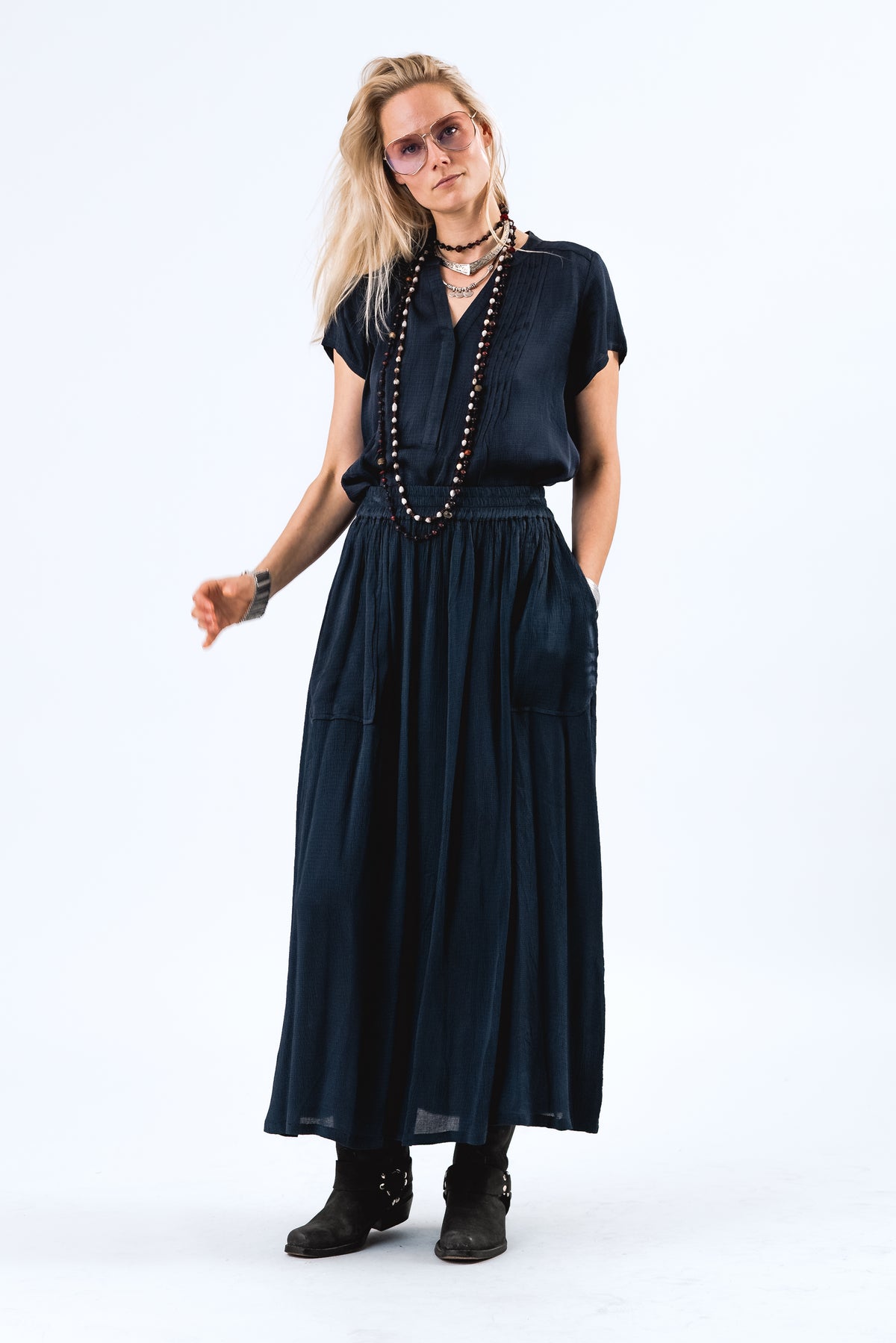 Lollys Laundry HeatherLL Bluse Blouse Mørkeblå