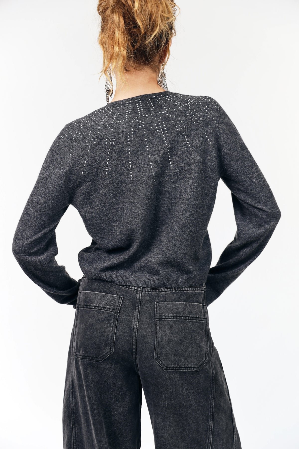 JudeLL Strikcardigan - Grå Melange