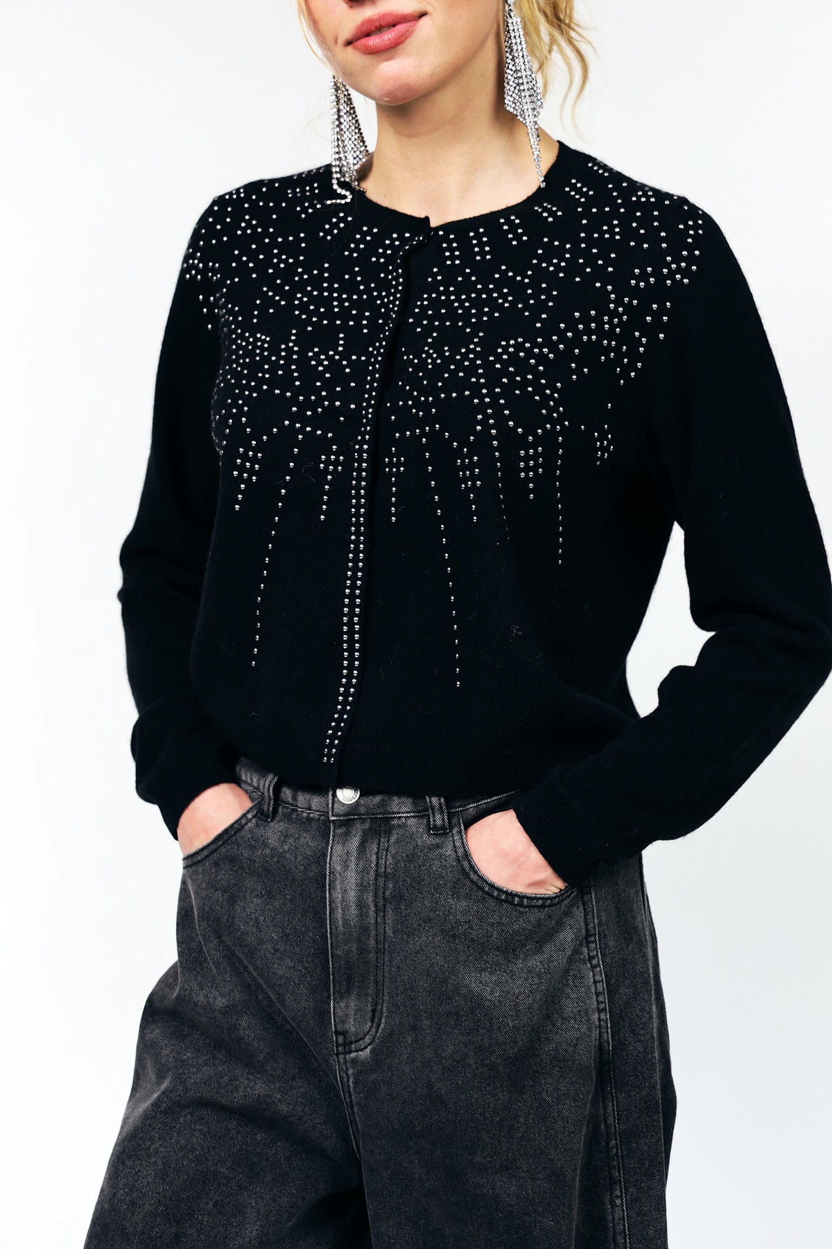 JudeLL Strikcardigan - Sort