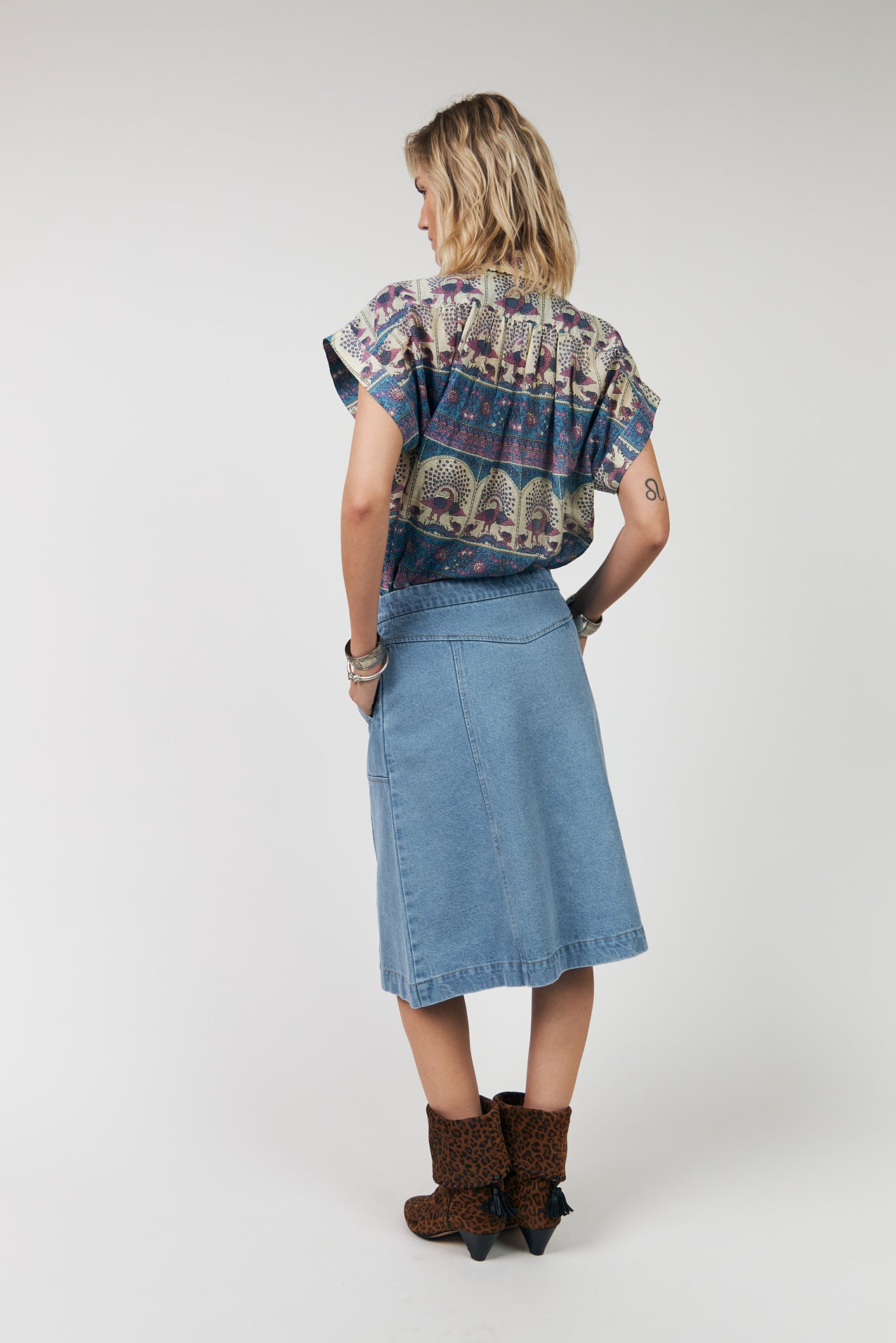 KayLL midi Nederdel - Washed Denim