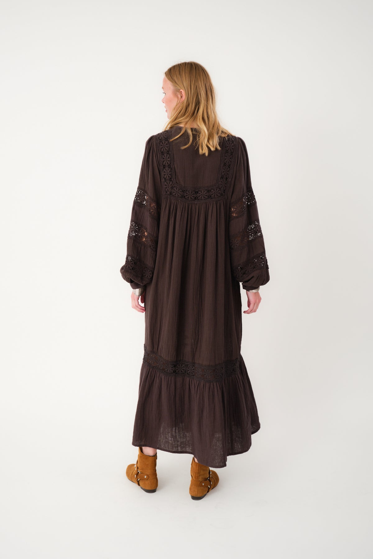 LatourLL Lace Maxi Kjole - Mørkebrun