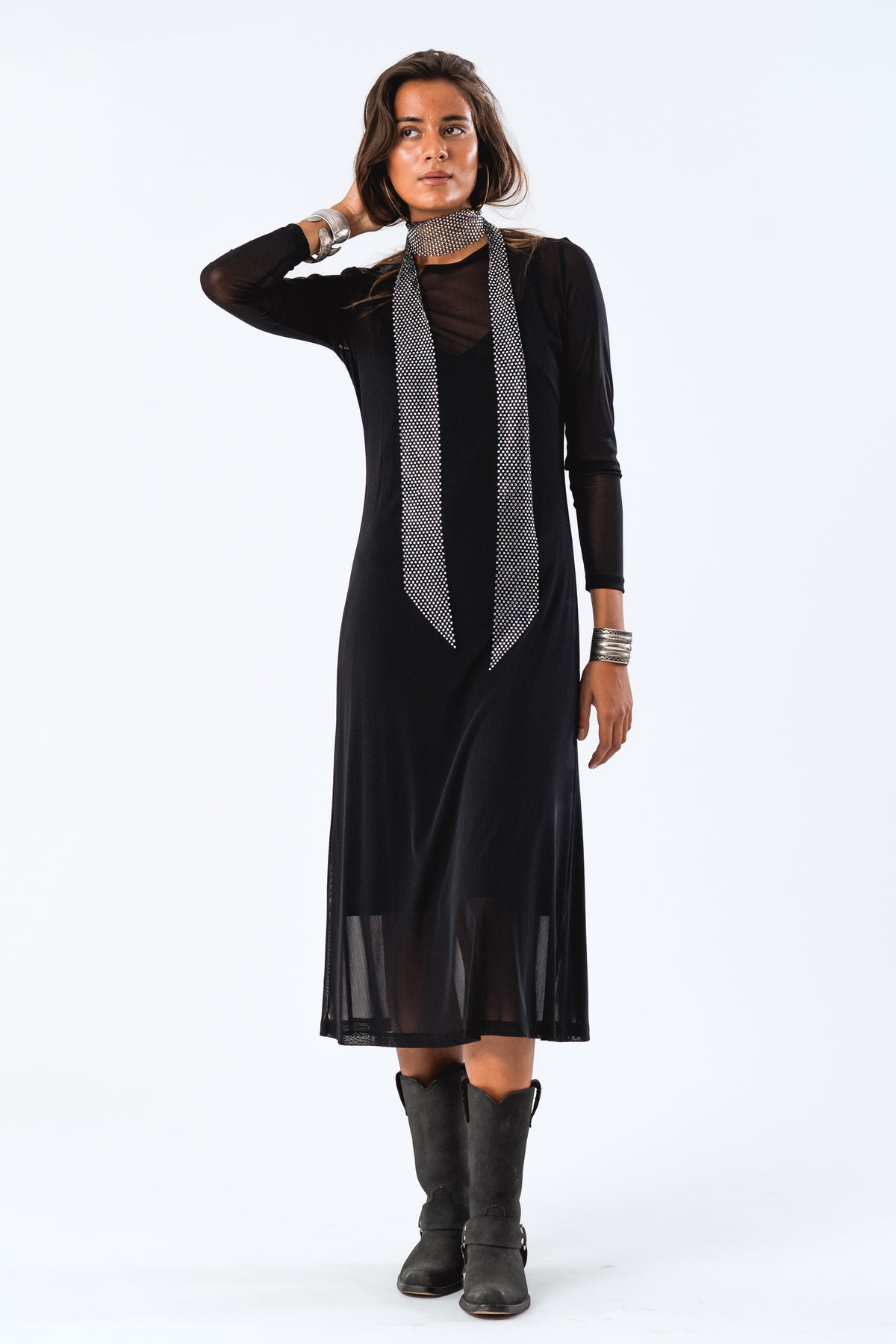 LoganLL Maxi Dress LS - Sort