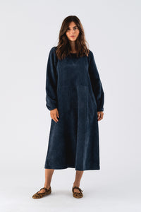 LucasLL Midi Dress LS - Dark Blue