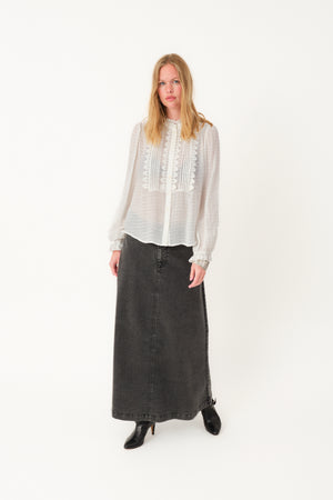Lollys Laundry LunaLL Maxi Nederdel Skirt 18 Washed Black