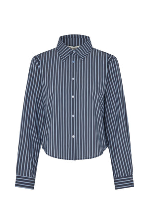 Lollys Laundry MarinaLL Cropped Skjorte Shirt Mørkeblå