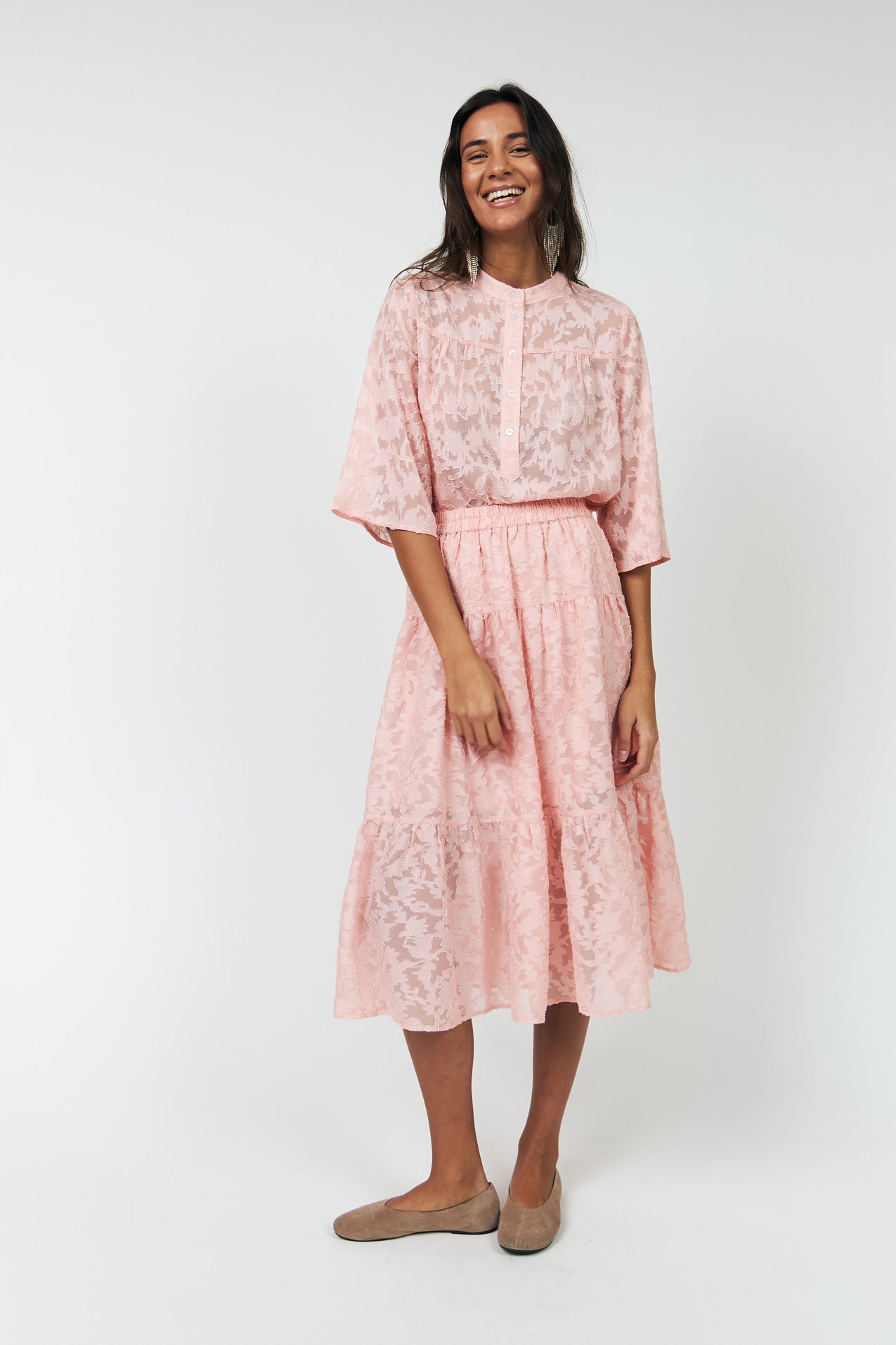 Lollys Laundry MorningLL Midi Nederdel Skirt 84 Light Pink