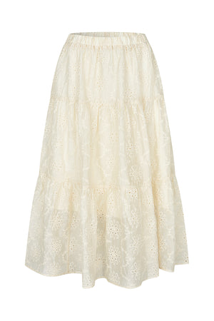 Lollys Laundry MorningLL Midi Nederdel Skirt Creme