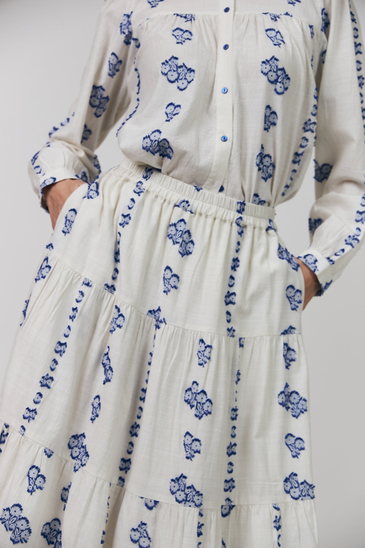 Lollys Laundry MorningLL Midi Nederdel Skirt 02 Creme