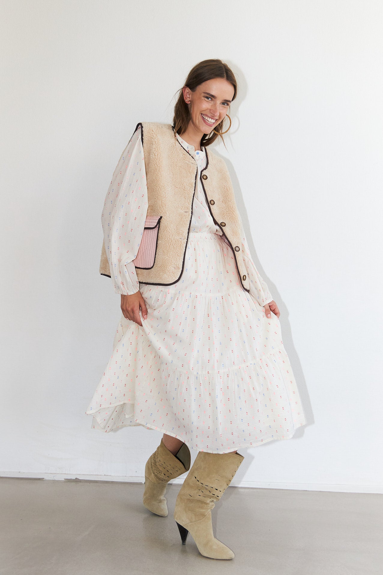 Lollys Laundry MorningLL Midi Nederdel Skirt 02 Creme